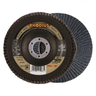 RHODIUS Lamellenschleifscheibe LSZ F1 125x22,23 mm | 60er Körnung | Edelstahl & Stahl | Eisen- & schwefelfrei