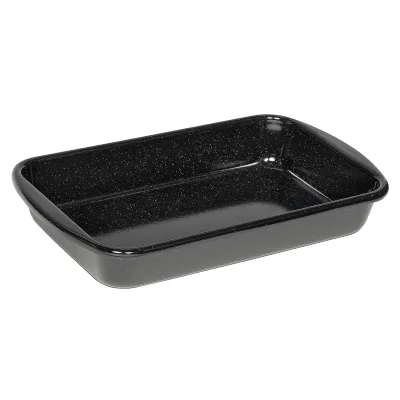 Riess Bratrohrpfanne Profi 0402-22 | emaillierte Auflaufform 42x33x7 cm | induktionsgeeignet | schwarz