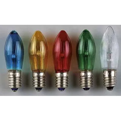 HELLUM Riffelkerze Ersatzbirne 912135 | Lichterkette 20-flammig | 12V 3W | E10 Sockel | klar | Indoor Outdoor | 3 Stück