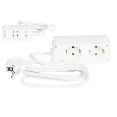 REV Steckdosenleiste BiniPlus 12691109 | 6-fach Tischsteckdose | 2x Schuko & 4x Euro | Kinderschutz | 1,4m Kabel | Weiß