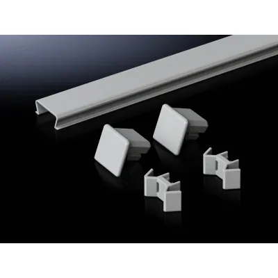 Rittal TS Abdeckung Anreihung oben 8700.160 | Schranktiefe 600 mm | Edelstahl 1.4301 | 2 Endkappen Schwarz