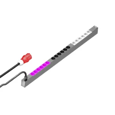 Rittal Steckdosenleiste DK 7979.133 | 18-fach PDU Basic | 3m Kabel | 16A 3-phasig | 230V | Metall | IP20 | schwarz