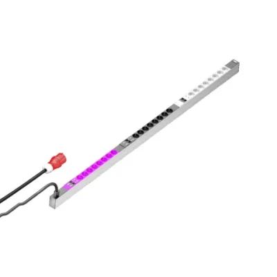 Rittal Steckdosenleiste DK 7979.134 | PDU Basic 24x Schuko | 32A 3-phasig | 3m Kabel | 230V | horizontal | schwarz