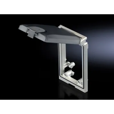 Rittal Schnittstellenklappe Einbaurahmen SZ 2482.310 | 2-fach | mit Klappdeckel | Kunststoff halbtransparent | grau