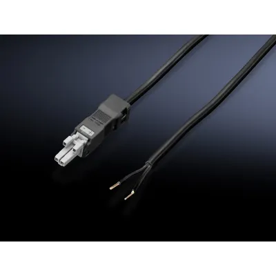 Rittal Anschlussleitung Einspeisung SZ 2500410 | 2-polig | 24V DC | 3000mm Länge | schwarz | mit Schutzleiter