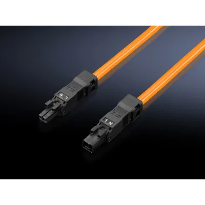 Rittal Anschlussleitung SZ 2500450 | 2-polig | für LED-Systemleuchte | Durchgangsverdrahtung | 1000 mm | orange