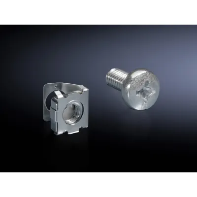 Rittal Federmuttern Set DK 7000.990 | M6 x 10 mm Schrauben | T-Nut-Profil | 50 Stück | verzinkter Stahl