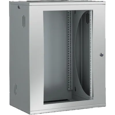 Rittal FlatBox | Netzwerkgehäuse 19 Zoll | 21HE | 700x1025x700 mm | Sichttür Glas | grau RAL 7035