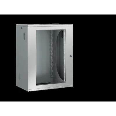 Rittal FlatBox | Netzwerkgehäuse 19 Zoll | 21HE | 700x1025x700 mm | Sichttür Glas | grau RAL 7035