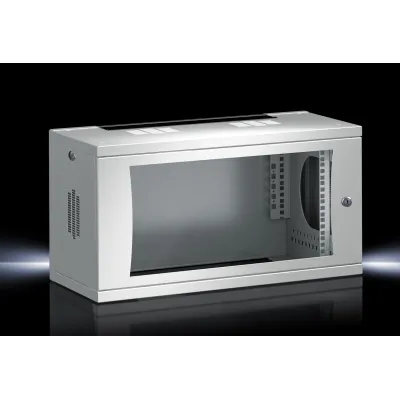 Rittal FlatBox DK 7507.000 | 19" IT-Wandgehäuse 6HE | BxHxT 600x358x400mm | abschließbar | Stahl | grau RAL 7035