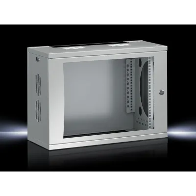 Rittal Netzwerkgehäuse FlatBox DK 7507.010 | 9HE 19 Zoll | 600x492x400 mm | Stahl pulverbeschichtet | grau RAL 7035