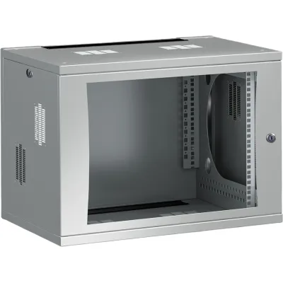 Rittal FlatBox DK 7507.110 | 9HE 19" Wand-/Standgehäuse | 600x492x600mm | Stahl | Sichttür | grau RAL7035