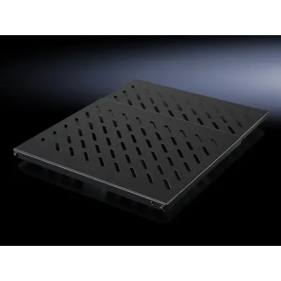 Rittal Geräteboden DK 5501.695 | 19 Zoll 1HE | 100kg Traglast | tiefenvariabel 400-600mm | Metall | schwarz RAL9005