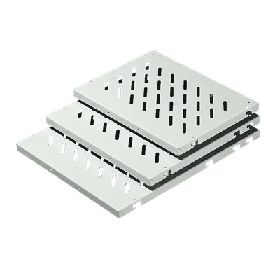 Rittal Geräteboden DK 7166735 | Fachboden gelocht für 600 mm Netzwerkschrank | 471x700 mm | Metall | grau RAL 7035