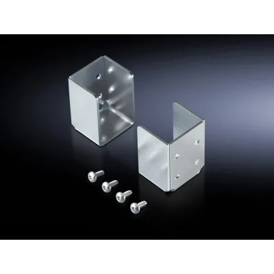 Rittal Halter für Schutzbalken TS 8801.000 | Befestigungsset für TS 8 Vertikalprofil | Stahlblech verzinkt | VE=2 Stück