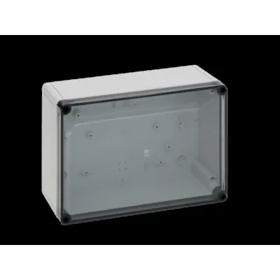 Rittal Polycarbonat-Gehäuse PK 9520.100 | Abzweigkasten IP66 | 254x180x90 mm | IK08 | transparenter Deckel | grau
