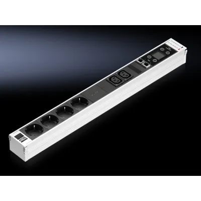 Rittal PSM Messmodul DK 7859.430 | 4x Schutzkontakt CEE 7/3 | 2x C13 | 16A 230V | für Stromschiene | IP20 | grau RAL7035