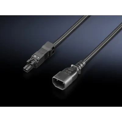 RITTAL Netzkabel IEC C18 DK 7859.020 | Anschlussleitung 2m | 3-polig | PVC | IT-Systemleuchte LED | schwarz
