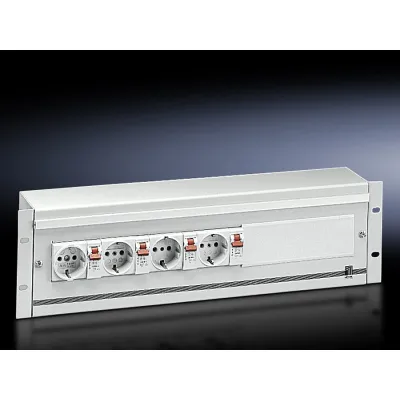 Rittal Powerbox DK 7480.035 | 19 Zoll Hutschienen-Leergehäuse | 3HE | 22TE | Metall | 482,6x132,5x155 mm | RAL 7035