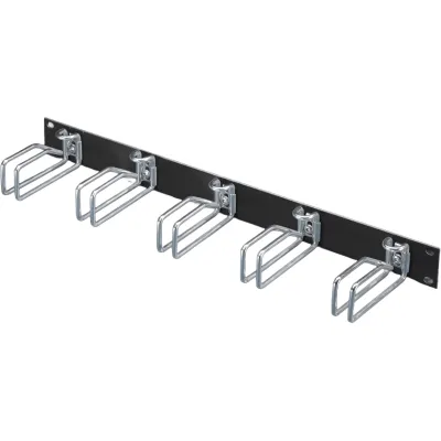 Rittal Rangierpanel 19" DK 7257.005 | Kabelmanagement 1HE | 5 Kabelführungsbügel Stahl | 482,6mm | RAL 9005 schwarz