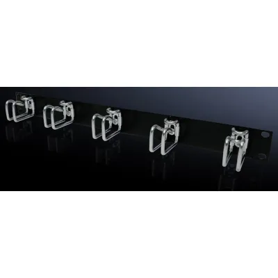 Rittal Rangierpanel 19" 1HE DK 5502.205 | Kabelführung | 5 Stahlbügel | 43x55mm | 482,6mm | RAL 9005 Schwarz