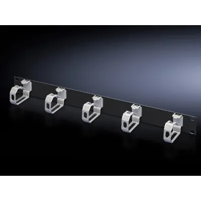 Rittal Rangierpanel DK 7159.017 | 19 Zoll 1HE | Kabelrangierbügel mit Kunststoffbügeln | Stahlblech | Schwarz RAL 9005