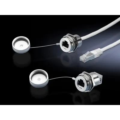 Rittal RJ45 Verlängerung SZ 2482.720 | Netzwerkkabel 2m | Schnittstellen-Verlängerung mit Wandanschluss | Weiß