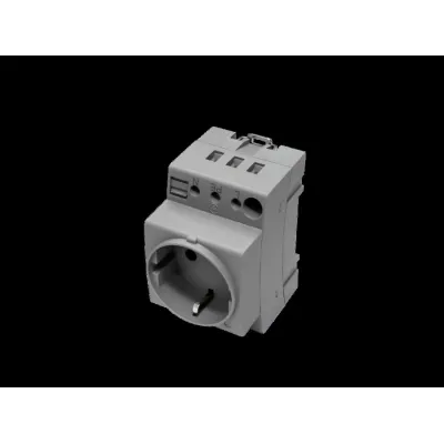 RITTAL Steckdose SZ 2506.120 | Tragschienenmontage | Schuko CEE 7/4 | 250V 16A | Polyamid | grau RAL 7035 | VE2