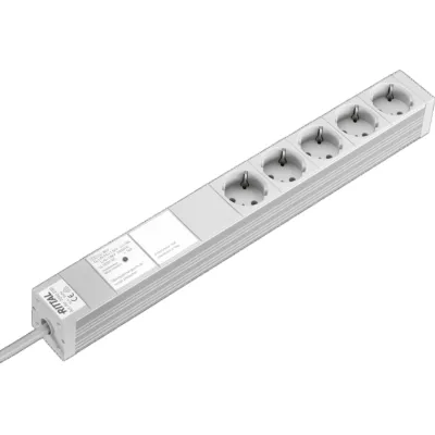 Rittal Steckdosenleiste DK 7240.230 | 5-fach SCHUKO | Überspannungsschutz | Netzentstörfilter | 19 Zoll | 2m | Aluminium