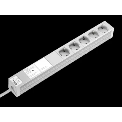 Rittal Steckdosenleiste DK 7240.230 | 5-fach SCHUKO | Überspannungsschutz | Netzentstörfilter | 19 Zoll | 2m | Aluminium