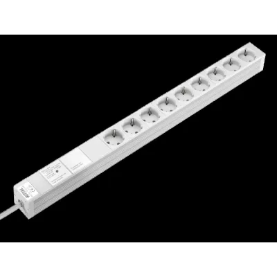 Rittal Steckdosenleiste DK 7240.330 | 9-fach Schuko | Überspannungsschutz | 19 Zoll | 2m Kabel | Aluminium