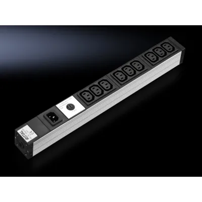 Rittal Steckdosenleiste DK 7240.201 | 19 Zoll Rack | 9x IEC C13 | C14 Anschluss | 2m Kabel | Aluminium | 250V 10A