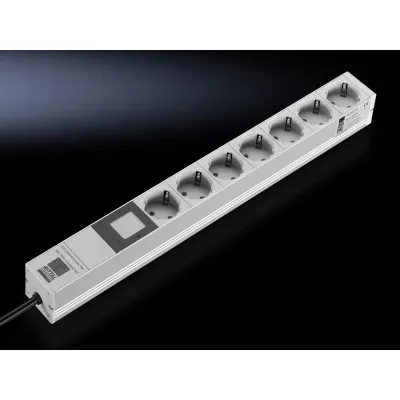 Rittal Steckdosenleiste DK 7240.301 | 7-fach | Energiemessung | 3m Zuleitung | Metallgehäuse | Typ F | 16A | grau