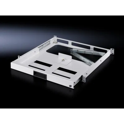 Rittal Tastaturschublade DK 7281.200 | 1 HE | 19 Zoll Rack | Metallschublade | Vollauszug | abschließbar | lichtgrau
