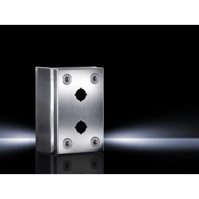 Rittal Tastergehäuse SM 2384.020 | Edelstahl Aufputzgehäuse für 2 Taster Ø22,5mm | IP66 | 160x100x90mm | Farbe Edelstahl
