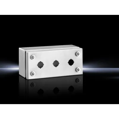 Rittal Tastergehäuse SM 2384.030 | 3 Taster Ø22,5mm | Edelstahl 1.4301 | IP66 | 220x100x90mm | silber