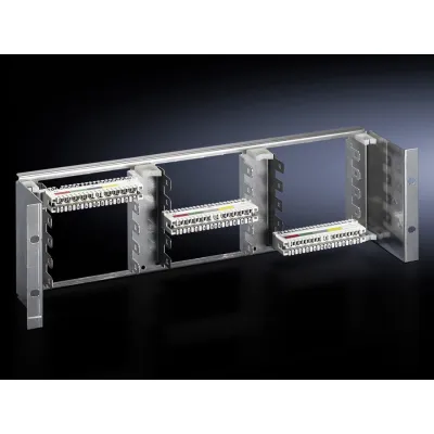 Rittal Trägereinheit DK 7050.100 | 3HE für 3x5 LSA-Plus-Leisten | max. 150 DA | Metall | grau RAL 7035