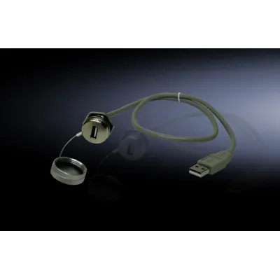 Rittal USB-Verlängerung SZ 2482.210 | USB-A Stecker auf USB-A Buchse | 0,5m | Wandanschluss | Messing