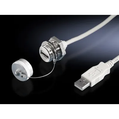 Rittal USB-Verlängerung SZ 2482.220 | USB-A Stecker auf Buchse | Wandanschluss | 1m | Industrie geeignet | weiß
