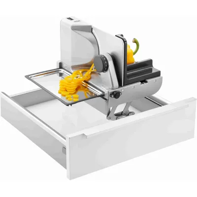 Ritter Einbau-Allesschneider AES 62 SR | klappbar | Metallgehäuse | 65W | Wellenschliff-Messer | silber