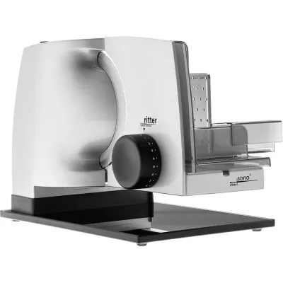 Ritter Allesschneider SONO 1 | Metall | 65W | Wellenschliffmesser 17cm | Silber | abnehmbarer Schlitten