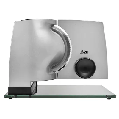Ritter Allesschneider SONO 1 | Metall | 65W | Wellenschliffmesser 17cm | Silber | abnehmbarer Schlitten