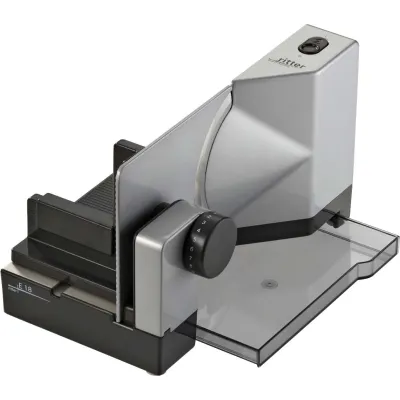 Ritter Allesschneider E 18 Kontur silber | elektrisch | Linkshänder | Wellenschliffmesser 170 mm | 65W