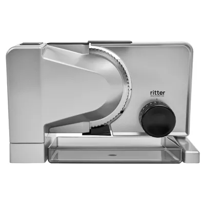 Ritter Allesschneider serano 5 | Vollmetall | 17 cm Wellenschliffmesser | 130W | stufenlos bis 23 mm | silbermetallic