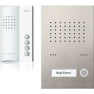 Ritto Audio-Türsprechanlage RGE1818325 | Freisprechset Einfamilienhaus | Edelstahl-Außenstation | Aufputz | weiß