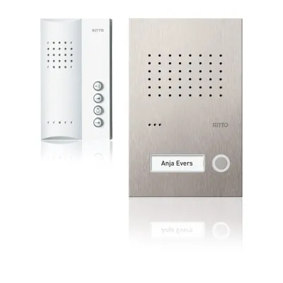 Ritto Audio-Türsprechanlage RGE1818325 | Freisprechset Einfamilienhaus | Edelstahl-Außenstation | Aufputz | weiß