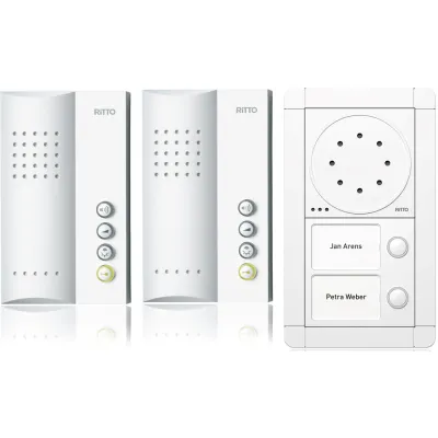 Ritto Audio-Türsprechanlage RGE1891470 | Komplettset Zweifamilienhaus | 2 Innenstationen | Bus-System | weiß