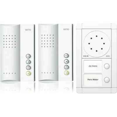 Ritto Audio-Türsprechanlage RGE1891470 | Komplettset Zweifamilienhaus | 2 Innenstationen | Bus-System | weiß