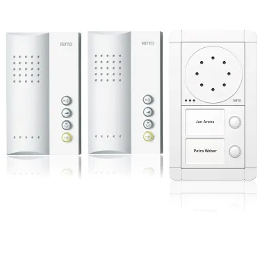 Ritto Audio-Türsprechanlage RGE1891470 | Komplettset Zweifamilienhaus | 2 Innenstationen | Bus-System | weiß