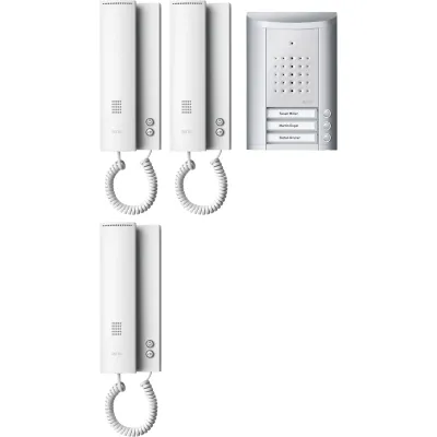 Ritto Türsprechanlage Audio Komplettset 1841320 | TwinBus 3-Familienhaus | 3 Innenstationen | beleuchtete Klingeltasten